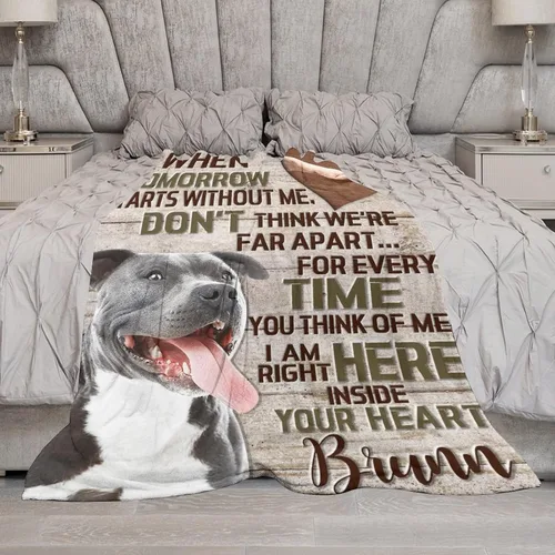Miniatura 5 de Artsadd Manta conmemorativa personalizada para perros con fotos de perro y nombre, manta conmemorativa personalizada para mascotas, recuerdo