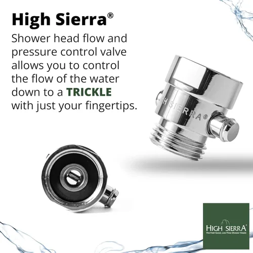 Miniatura 2 de High Sierra® - Válvula de goteo de latón sin plomo para cabezales de ducha. Para pausa y control de presión. Botón fácil de pulsar que reduce