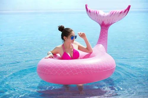 Miniatura 7 de Jasonwell - Flotador de cola de sirena inflable gigante con válvulas rápidas para verano, playa, natación, alberca, fiesta, juguetes de decoración