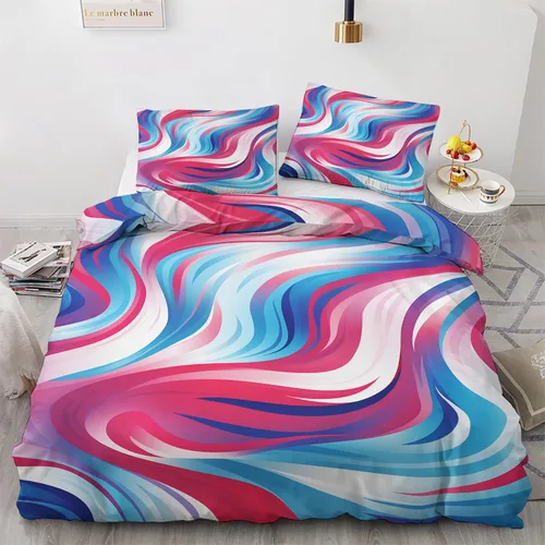 Miniatura 46 de Funda de edredón abstracta tamaño individual Juego de ropa de cama de arte colorido 2 piezas Funda de edredón con patrón de microfibra suave