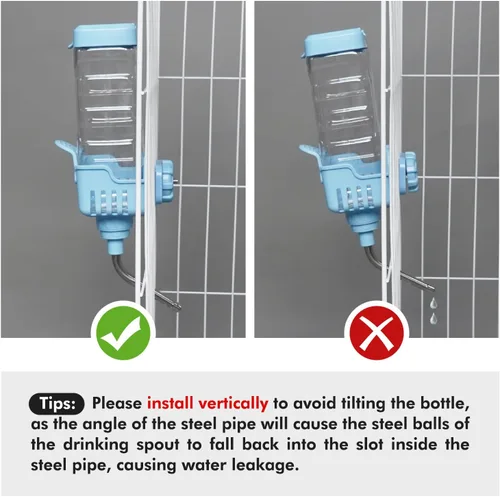 Miniatura 2 de Vannon Dispensador de Agua para Animales Pequeños para Jaula, Botella de Agua Automática de 25oz para Conejos, Chinchillas, Hurones, Cobayas, Gris