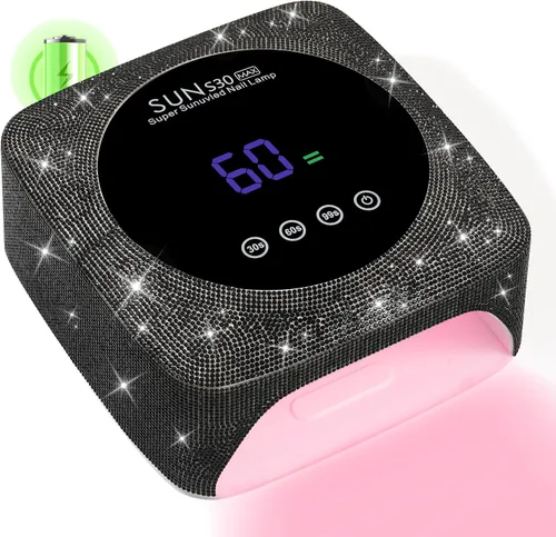 Miniatura 8 de Lámpara de uñas LED UV inalámbrica de 96 W, luz UV recargable para uñas de gel con 3 ajustes de temporizador, secador de uñas profesional de secado