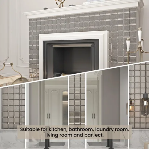 Miniatura 2 de Azulejo de Espejo de Vidrio Biselado Antiguo Despegar y Pegar de 3 x 3 Pulgadas para Salpicadero de Cocina y Pared de Baño (32 Piezas)