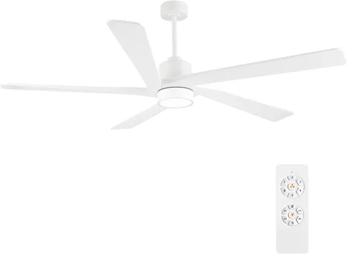 Miniatura 26 de WINGBO Ventilador de techo CC de 64 pulgadas con luces y control remoto, 5 cuchillas reversibles de madera tallada, motor de CC silencioso de 6