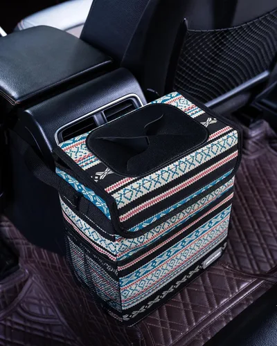 Miniatura 4 de SIBOFUEGO Bote de basura lindo para automóvil, a prueba de fugas, con tapa y bolsillos de almacenamiento, cubo de basura para automóvil para hombres