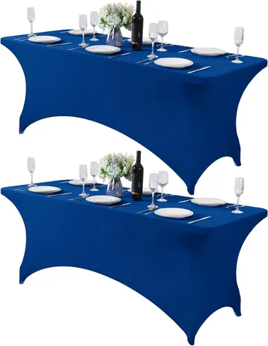 Miniatura 98 de Mantel de elastano para mesas de 4, 6 u 8 pies, mantel elástico universal ajustable para fiestas, banquetes, bodas y eventos - Verde manzana