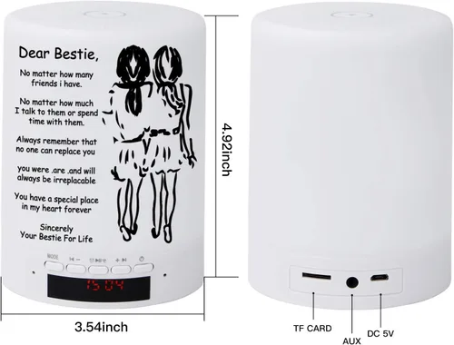 Miniatura 4 de Lámpara de mesa táctil grabada para amigos, lámparas de noche con sensor táctil personalizado con altavoz Bluetooth, el mejor regalo para amigos