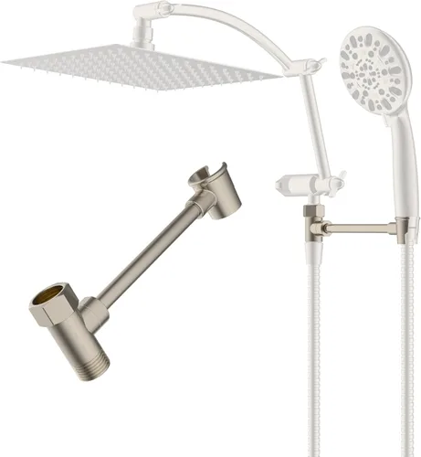 Hibbent Soporte de cabezal de ducha de metal, soporte de brazo de ducha de latón macizo para cabezal de ducha de mano, soporte para vagabundos de