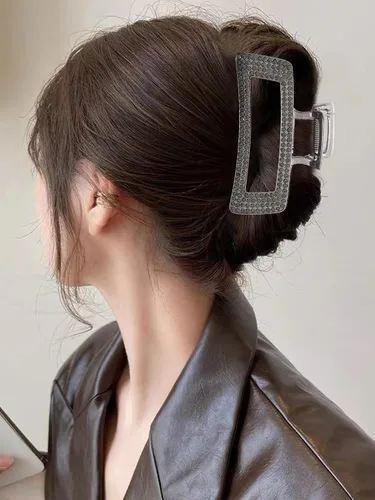 Miniatura 9 de WORTL Pinzas grandes de metal cuadradas de 3.5 pulgadas, paquete de 4 abrazaderas de pelo de diamantes de imitación para mujeres y más delgadas