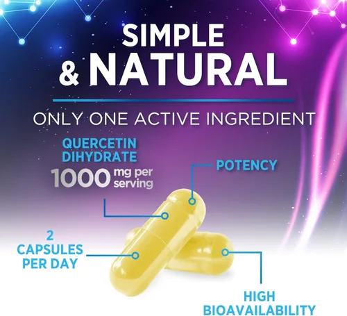 Miniatura 5 de Suplemento de quercetina – Antioxidante extra fuerte para apoyo inmunológico y salud respiratoria – Alta absorción – Quercetina dihidrato 1000 mg