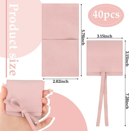 Miniatura 2 de Lothee 40 bolsas de microfibra para joyas de 3.1 x 3.1 in, bolsas de regalo pequeñas de lujo, bolsa de microfibra para pulseras y collares