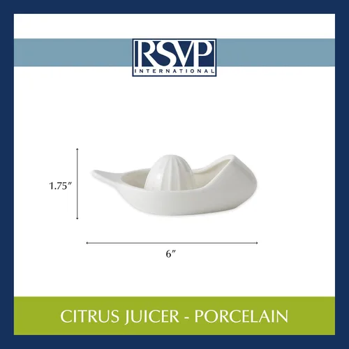 Miniatura 7 de RSVP Colección internacional de herramientas de cocina de porcelana, exprimidor/manchador de cítricos, color blanco