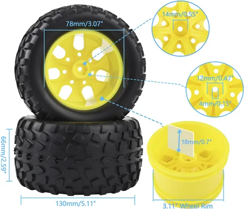 Miniatura 3 de Neumáticos y ruedas de 0.110 in Hex - 1/10 RC Monster Truck Neumáticos 5.118 in para Traxxas Stampede, Slash con inserto de espuma