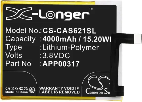 CS Cameron Sino Nueva batería para CAT S62 Pro, parte de ajuste NO APP00317, (4000mAh/15.20Wh)