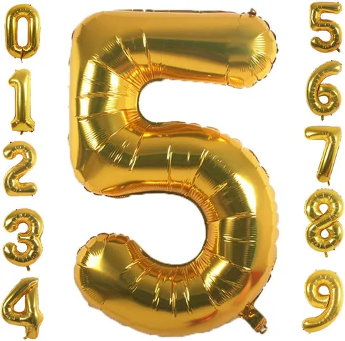 Miniatura 7 de Globos de papel de aluminio dorado (número 1, 40 pulgadas)