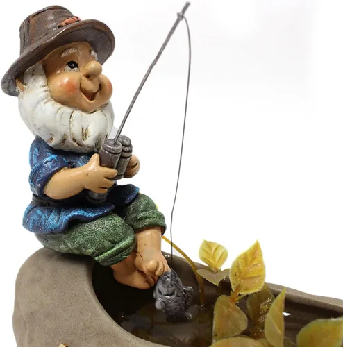 Miniatura 4 de Estatua de gnomo de jardín, estatua de pesca enana, adornos de escultura de resina, elfo, césped, figuras interiores y exteriores (gnomo)