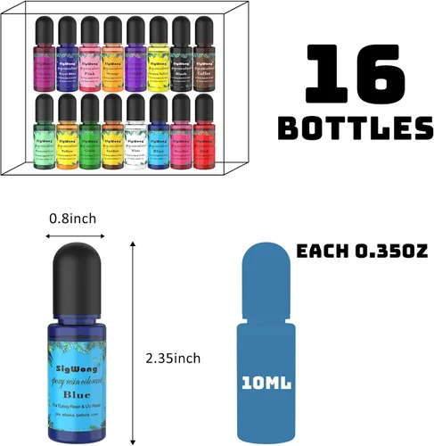 Miniatura 8 de Pigmento de resina epoxi – Colorante de resina translúcido de 16 colores, tinte de resina altamente concentrado para hacer joyas de bricolaje