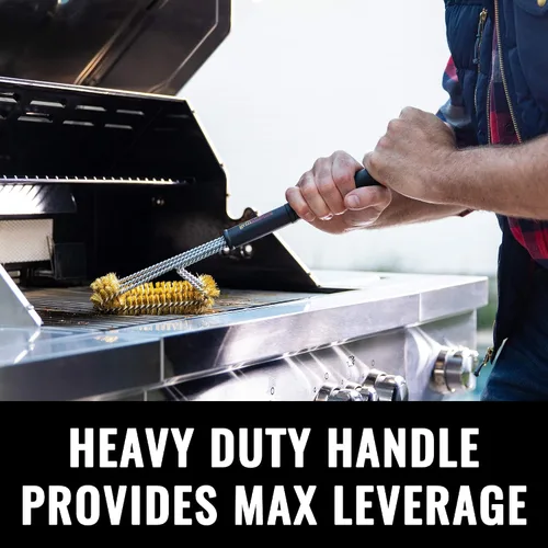 Miniatura 4 de Cepillo de parrilla de latón Grillaholics – Cepillo de barbacoa seguro para cocinar al aire libre – Herramienta de limpieza de parrilla de cerdas