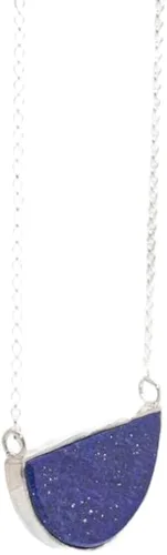 Collar de lapislázuli azul afgano 100% natural y original con colgante de plata 925 de 19 pulgadas para niñas, mujeres y novias para el día de San