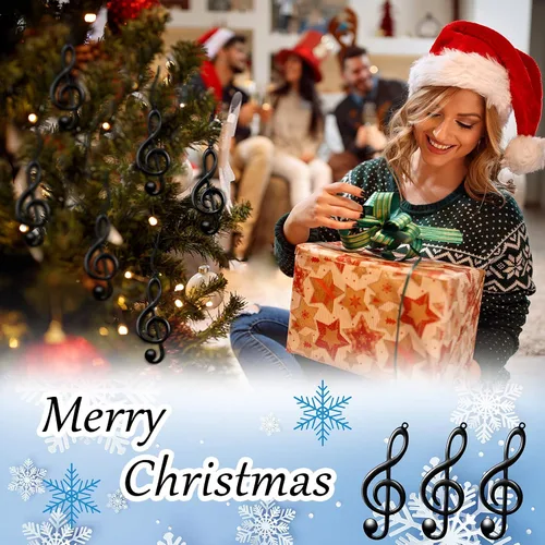 Miniatura 2 de Patelai 6 Piezas Adornos Navideños de Notas Musicales Adorno de Clave de Sol para Árbol de Navidad Decoraciones de Fiesta Temática Musical Adornos