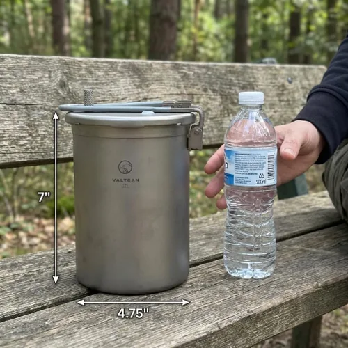 Miniatura 4 de Valtcan Olla arrocera de titanio de 1800 ml con tapa de cierre para acampar, olla a presión ligera para viajes, senderismo, altitud alta, utensilios