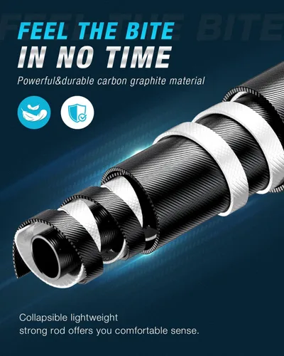 Miniatura 2 de Combo de Caña de Pescar y Carrete Ghosthorn. Caña de pescar telescópica de fibra de carbono con carrete. Bolsa de transporte portátil. Para agua