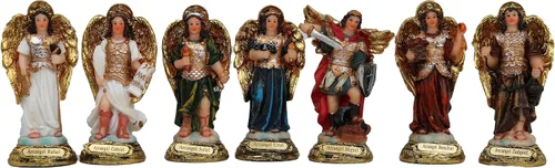 Cannan Set De 7 Arcángeles Arcángeles 4 pulgadas de alto Arcángel Miguel, Zadquiel, Barachiel, Rafael, Gabriel, Uriel Y Jofiel - Juego de figuras