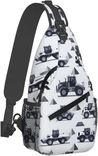 Small Crossbody Bags for Women Men - Vintage Excavators Print Adjustable Shoulder Bag Fanny Packs Belt Sling Bag Crossbody Purses Backpack for