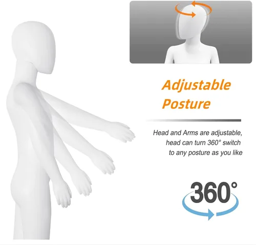 Miniatura 4 de Maniquí de cuerpo completo para niños, forma de vestido infantil de 43.3 pulgadas, torso de maniquí ajustable sin rostro, pantalla de maniquí