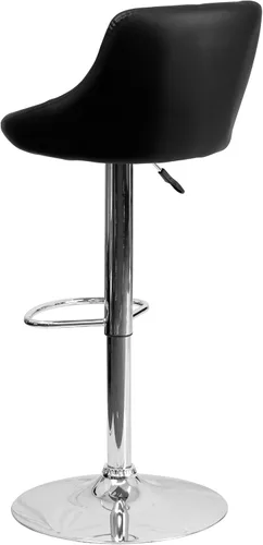 Miniatura 6 de Flash Furniture CH-82028A-BK-GG asiento de vinilo negro de diseño contemporáneo, banqueta alta ajustable con base cromada, Vinilo, Negro