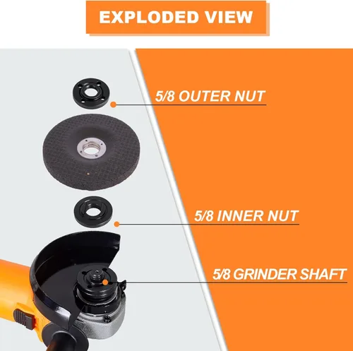 Miniatura 5 de Podoy Paquete de 6 tuercas de bloqueo de brida de amoladora angular 5/8-11, piezas de repuesto compatibles con Dewalt Milwaukee Makita Ryobi Bosch