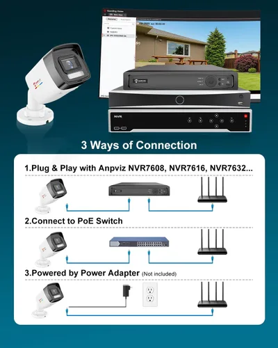 Miniatura 6 de Anpviz Cámara Bullet PoE de 5MP para exteriores, visión nocturna a color, detección de movimiento AI 2.0, cámara de seguridad IP con cable