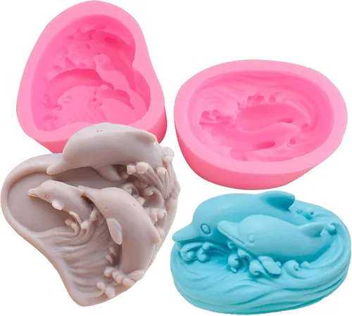 Moldes de silicona para delfín, forma de delfín marino 3D, forma de delfín marino, molde de cera para jabón, resina epoxi marina, fundición de 2