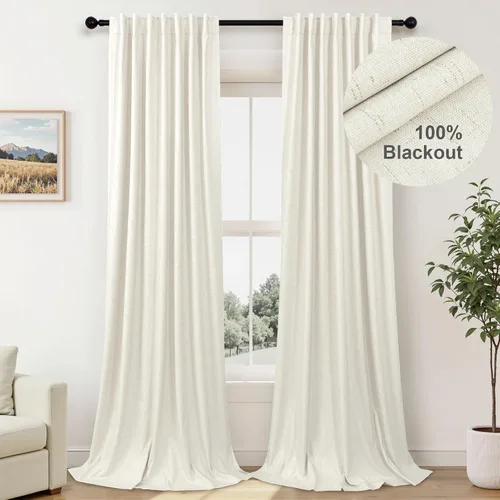 Miniatura 44 de Pitalk Cortinas cortas 100% opacas de lino para cafetería, 40 pulgadas de largo, 2 paneles, cortinas de puerta francesa para ventana, cortina