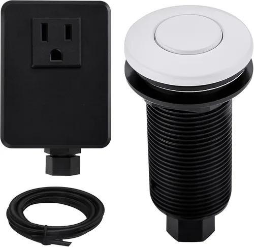 Miniatura 10 de Kit de interruptor de aire de eliminación de basura con botón largo, negro mate (cubierta de latón)