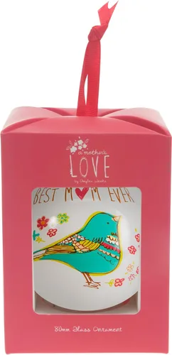 Miniatura 8 de Pavilion Gift Company 54026 - Adorno floral de cristal con texto en inglés "A Mother's Love Best Mom Ever", diseño de pájaro verde azulado