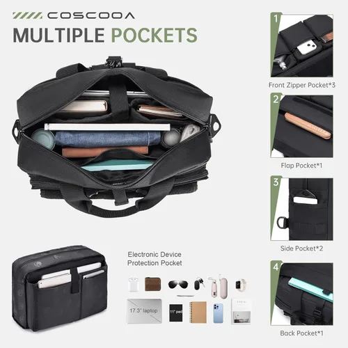 Miniatura 4 de Bolsa táctica grande para computadora portátil para hombres, bolsa militar de 17.3 pulgadas para computadora con cartera para pasaporte, bolsa