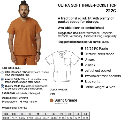 Miniatura 6 de Camisetas médicas unisex con cuello en V para yoga, ideal para profesionales médicos, trabajo de hospital y laboratorio