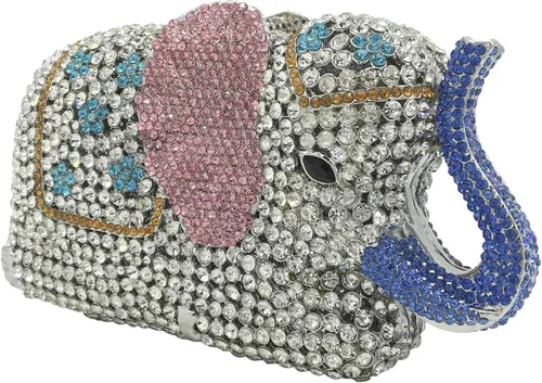 Miniatura 3 de Elefante noche Embragues Bolsas Metal Cristal Embrague Minaudiere Boda Nupcial Bolsos y Bolsos