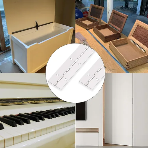 Miniatura 4 de 2 bisagras de piano de 12 x 1.5 pulgadas, acero inoxidable continuo y bisagras de piano resistentes, grosor de hoja de 0.035 pulgadas, ancho