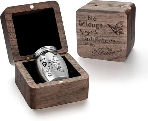 Miniatura 18 de Dletay Mini urnas para cenizas humanas, pequeñas urnas de cremación para hombres y mujeres, recuerdo de cenizas con caja cuadrada de madera de 1.18