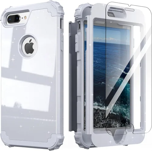 Miniatura 13 de IDweel Funda para iPhone 8 Plus, para iPhone 7 Plus con Protector de Pantalla, 3 en 1 Híbrida Resistente a Golpes de Servicio Pesado, Cubierta Dura