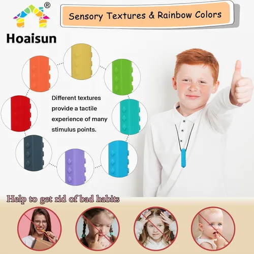 Miniatura 3 de Collares Masticables para Niños Sensoriales, Paquete de 8 Collares Masticables Sensoriales para Niños con Autismo, TDAH, TEP, Mordidas, Collar