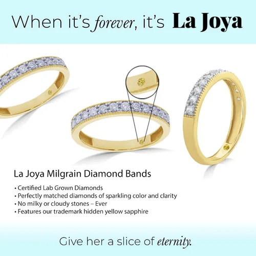 Miniatura 3 de La Joya 110 - 12 CT TW Certified Lab Created Vintage Inspired Diamond Rings - Sparkling 10k Solid Gold Wedding Bands for Women, Stackable Band