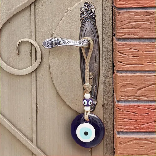 Miniatura 3 de 2 piezas de decoración azul contra el mal de ojo para colgar en la pared del hogar, cristal hecho a mano, amuleto turco de nazar de buena suerte