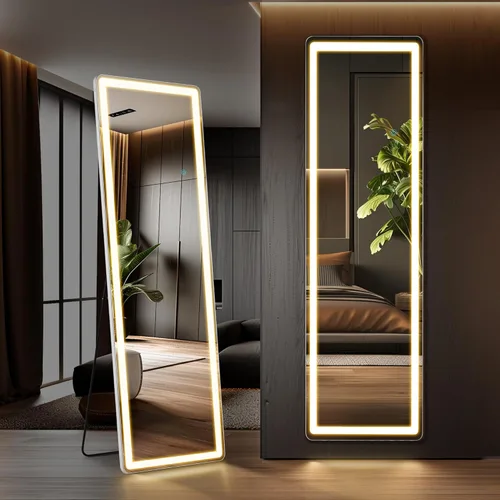 Miniatura 35 de OLIXIS Espejo arqueado de longitud completa para dormitorio, espejo de cuerpo completo de 56 x 15 pulgadas con soporte, para colgar o inclinarse