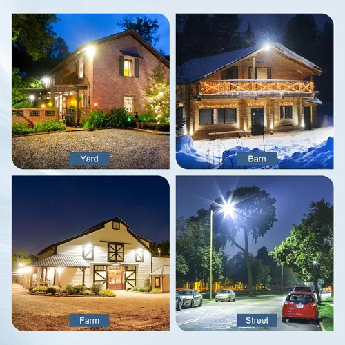 Miniatura 9 de KUKUPPO Luz LED de granero con certificación ETL, 120 W, luz de atardecer a amanecer, 5000 K, luz diurna, 14400 lm, IP65, impermeable, luces