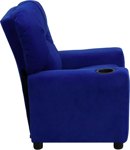 Miniatura 5 de EMMA + OLIVER Reclinable infantil de microfibra azul con portavasos
