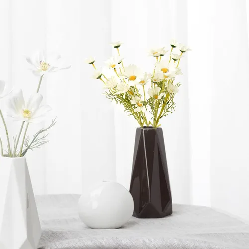 Miniatura 3 de 6 paquetes de margaritas artificiales de seda sintética de 21 pulgadas con tallos para decoración del jarrón del hogar y el jardín (blanco)