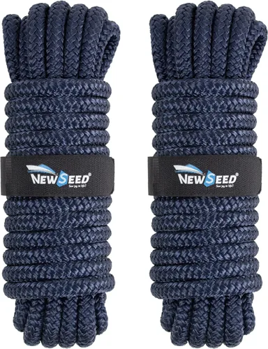 Miniatura 14 de MALZE-NEWSEED Líneas de Amarre Paquete de 2 de 5/8" x 25' Cuerda de Barco de Nailon Trenzado Doble con Ojales de 15", Líneas de Amarre de Grado
